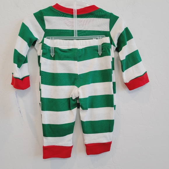 NWT Carter's Green & White Stripes Christmas Matching Set Infant Size 6 Months - Picture 6 of 10